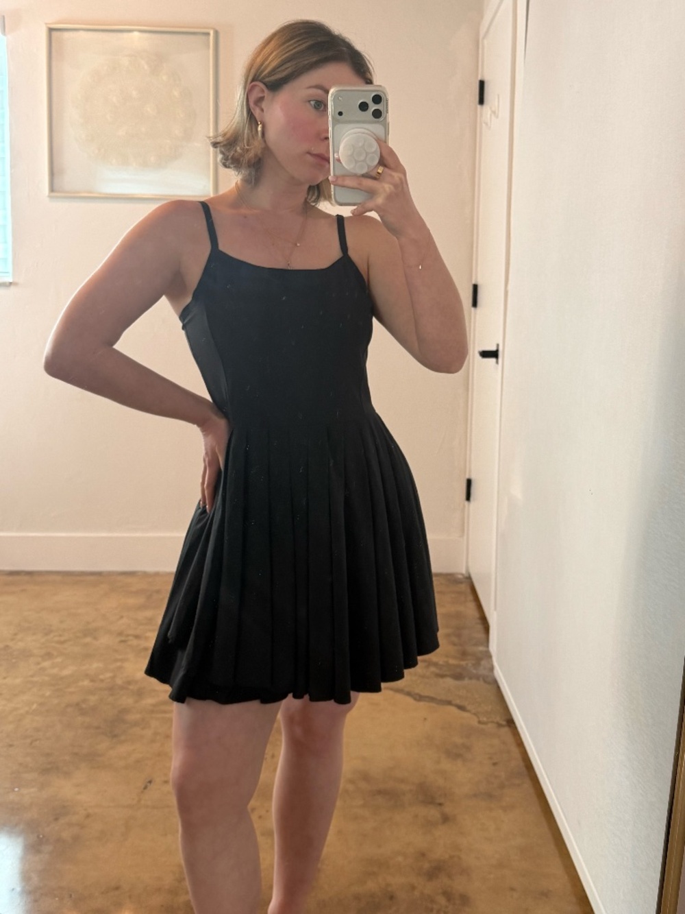 Outdoor Voices Doubles Black Pleated Tennis Exercise Dress
